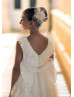 Ivory Lace V Back Flower Girl Dress With Organza Sash